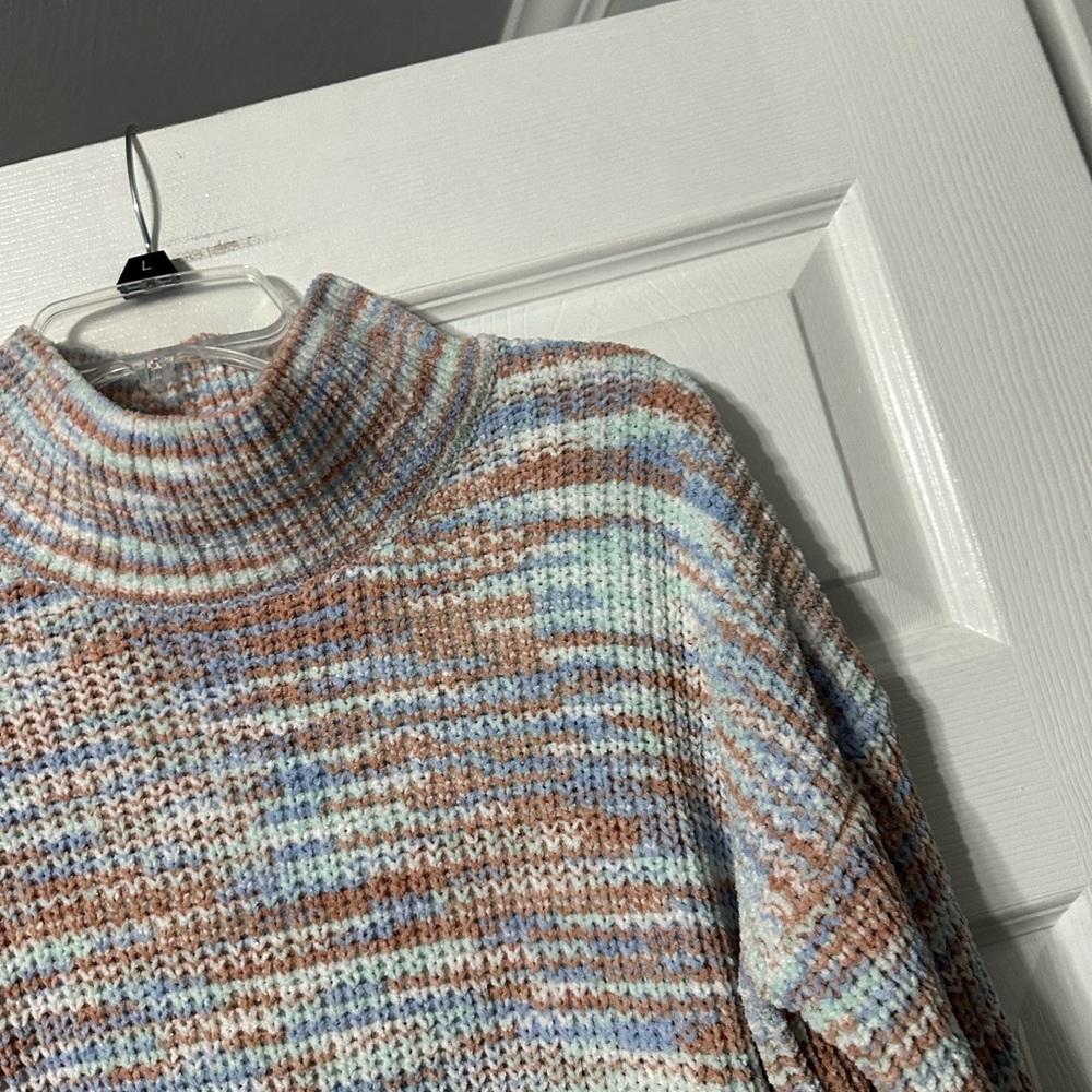 NWT Hippie Rose Multicolor Mock Neck Crocheted Sweater - Picture 5 of 16